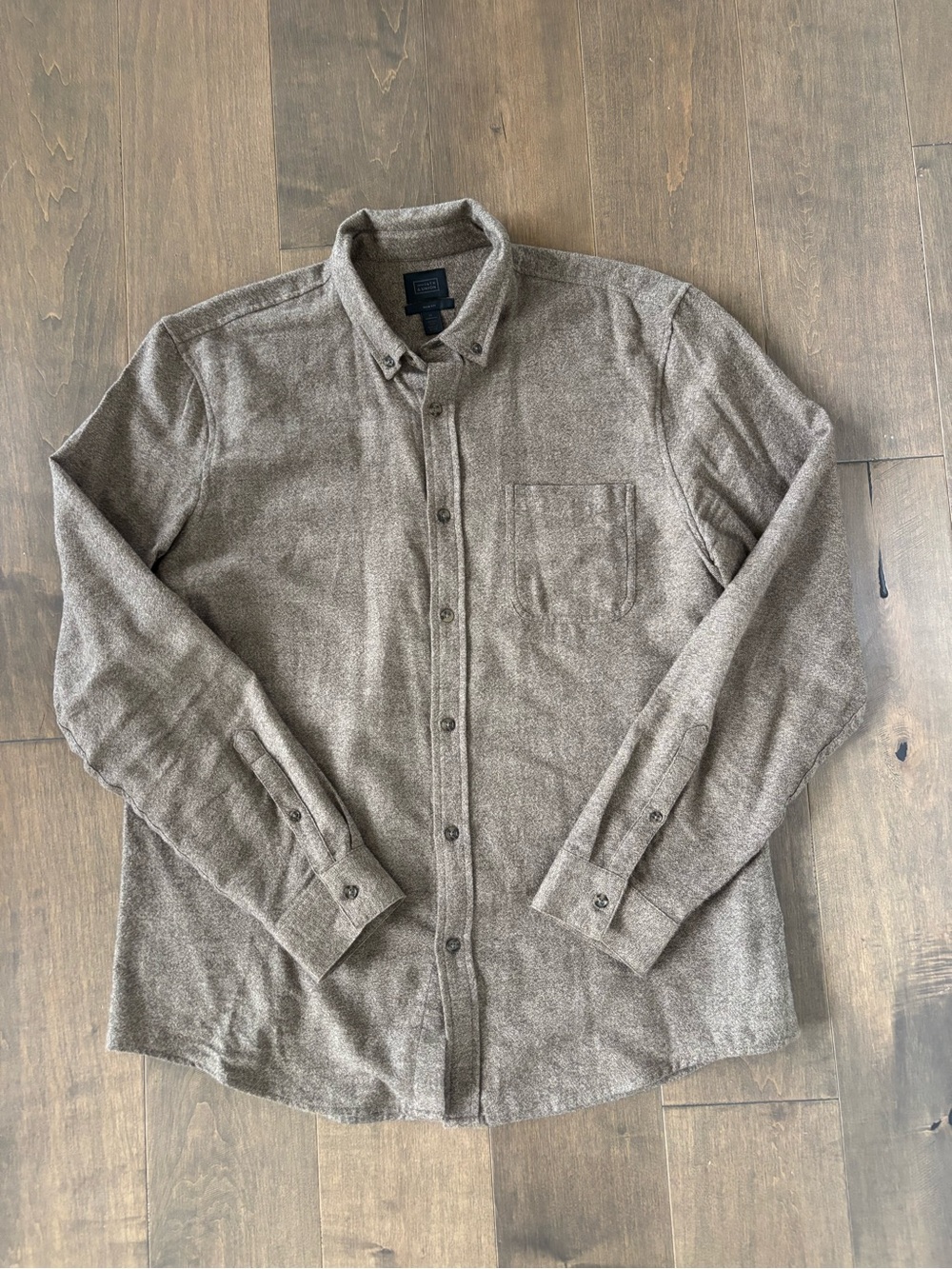 14th & Union, Men's Button-Down Long Sleeve Flannel Shirt in Heathered Brown, XL